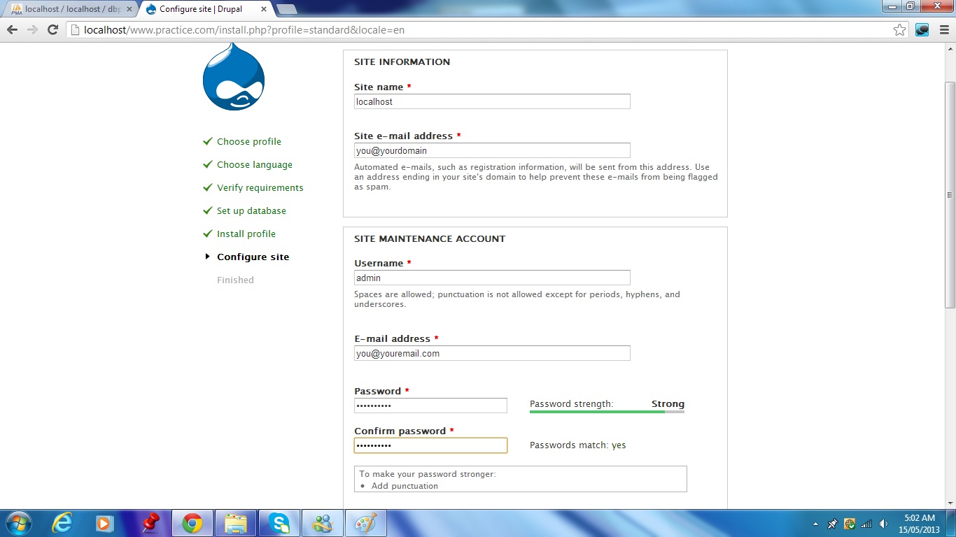 configure site